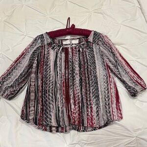HeartSoul Women's Striped Blouse - Red, Black, and White